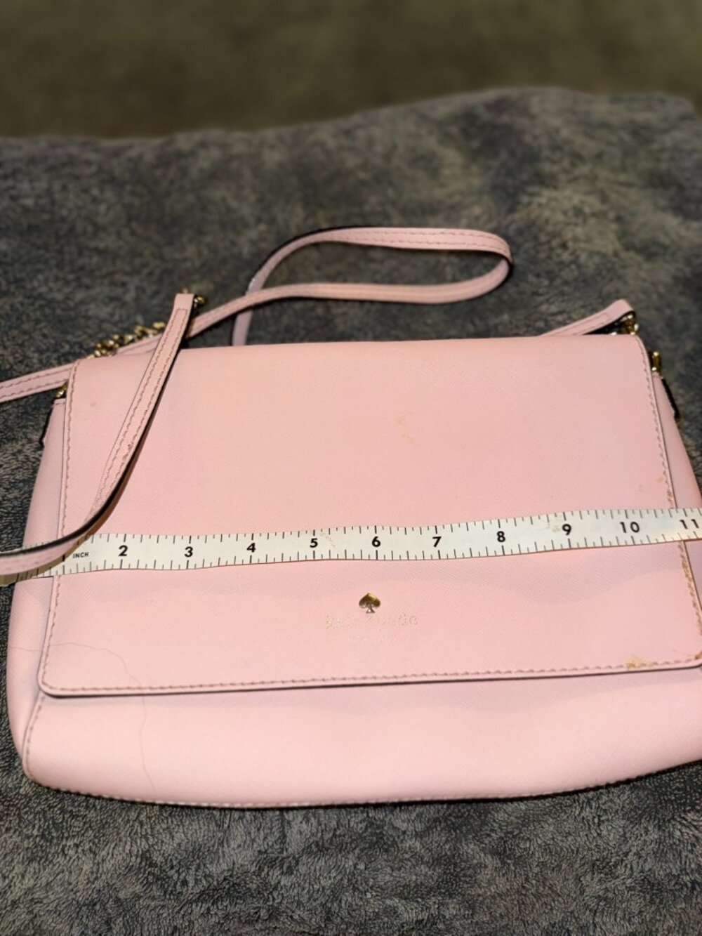 Kate Spade New York Light Pink Leather Flap Crossbody Shoulder Bag